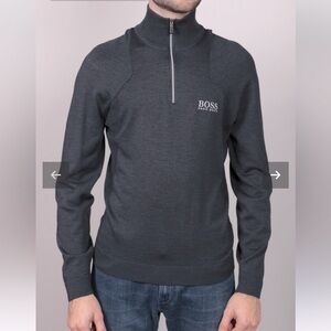 Hugo Boss Men's Zon-Pro Quarter Zip Long Sleeve Wool Sweater